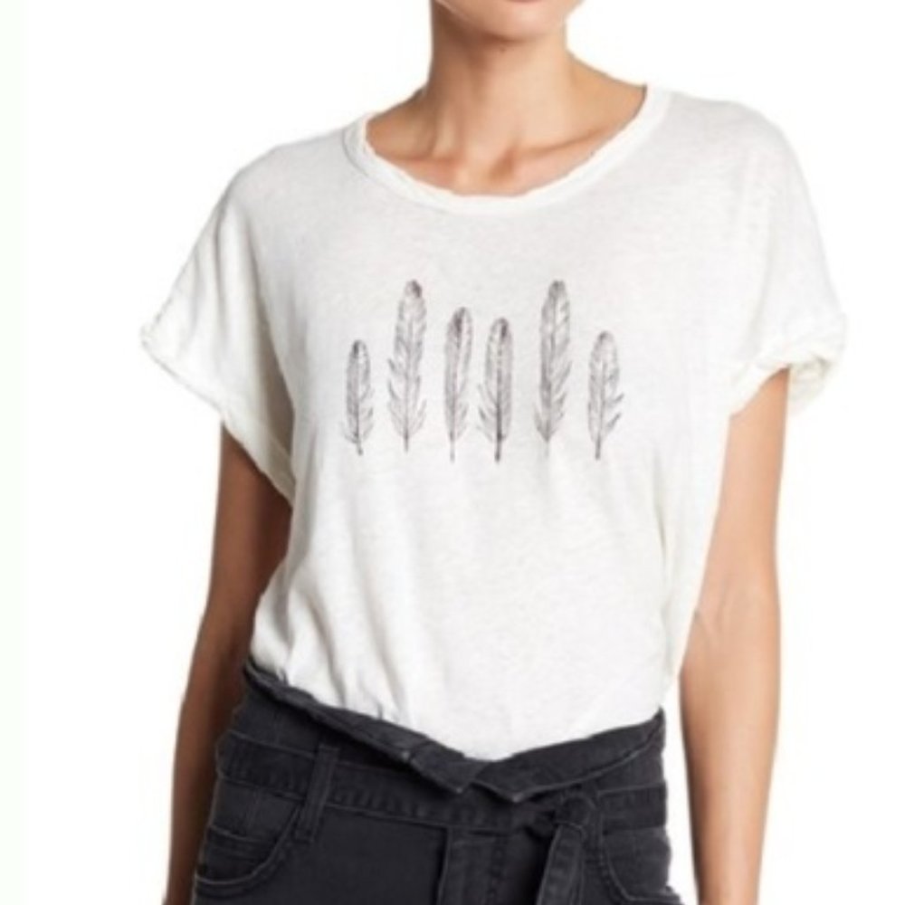 Anthropologie Current/Elliott White Feather Tee